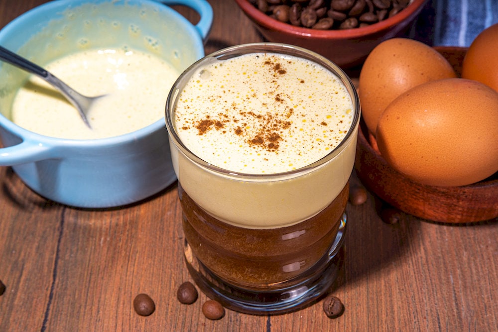 A meticulously balanced blend of rich, velvety egg foam and robust, bold coffee